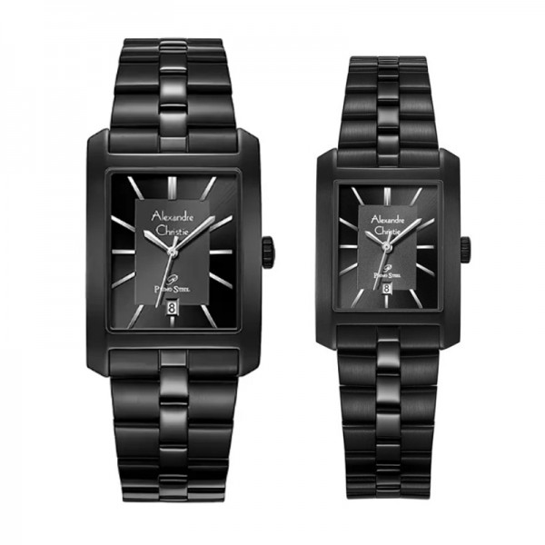 Alexandre Christie AC 1019 Full Black Steel Couple